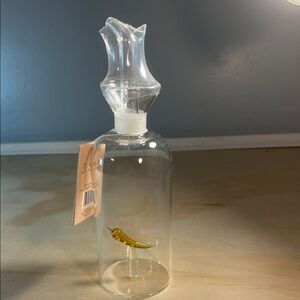 NWT Clear Glass Oil/Vinegar Dispenser with Gold  PepperAccent
